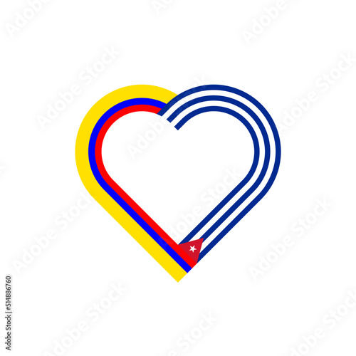 friendship concept. heart ribbon icon of colombia and cuba flags. vector illustration isolated on white background
