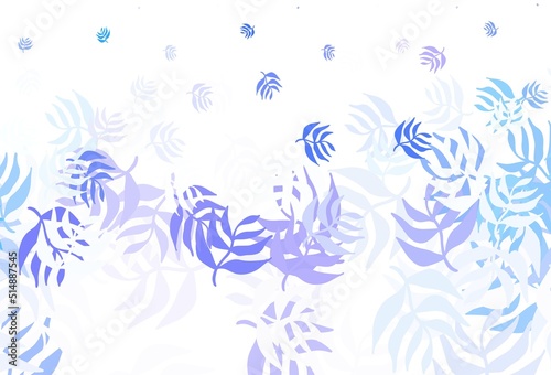 Light Pink, Blue vector abstract background with leaves.