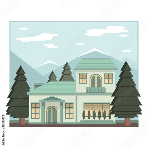 Modern house with moutains view