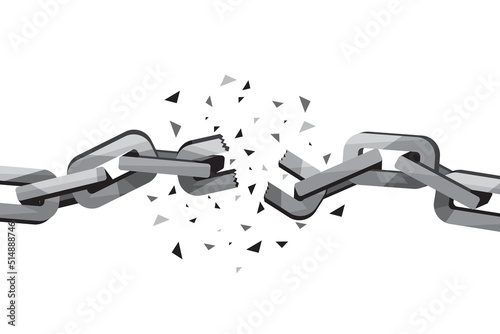 Broken chain, grayscale, pop art design 