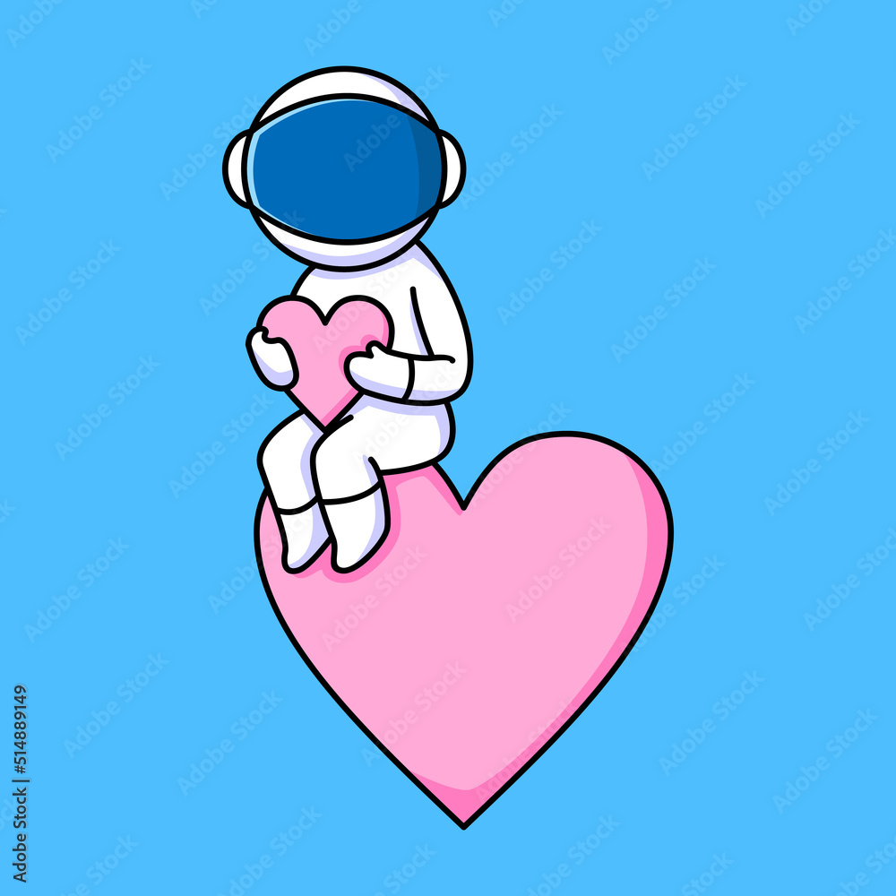 cute astronaut sitting on love cartoon design cute astronaut sitting on love cartoon design