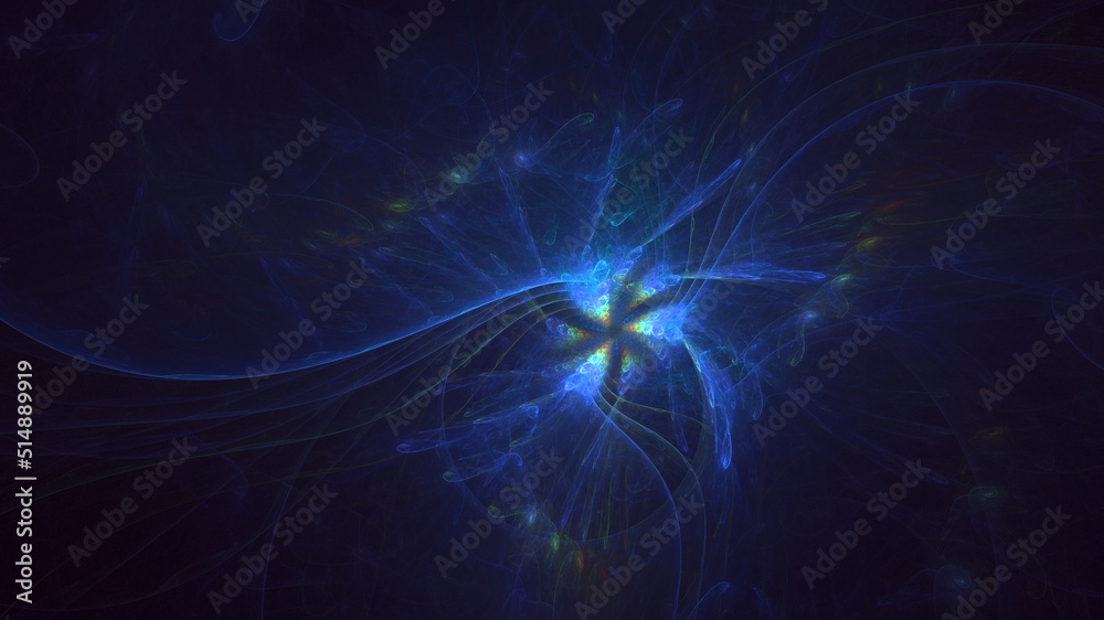 3D rendering abstract multicolor fractal light background