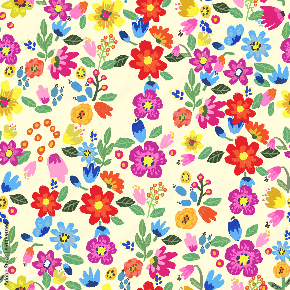 Seamless pattern with bright flowers. Background with flowers Seamless pattern with bright flowers. Background with flowers