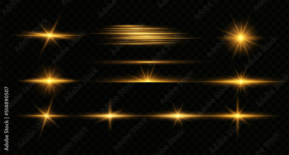 Light effect. Golden bright star, yellow sun. Starlight. Light effect. Golden bright star, yellow sun. Starlight.