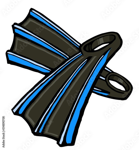 set of blue and black scuba diving flippers