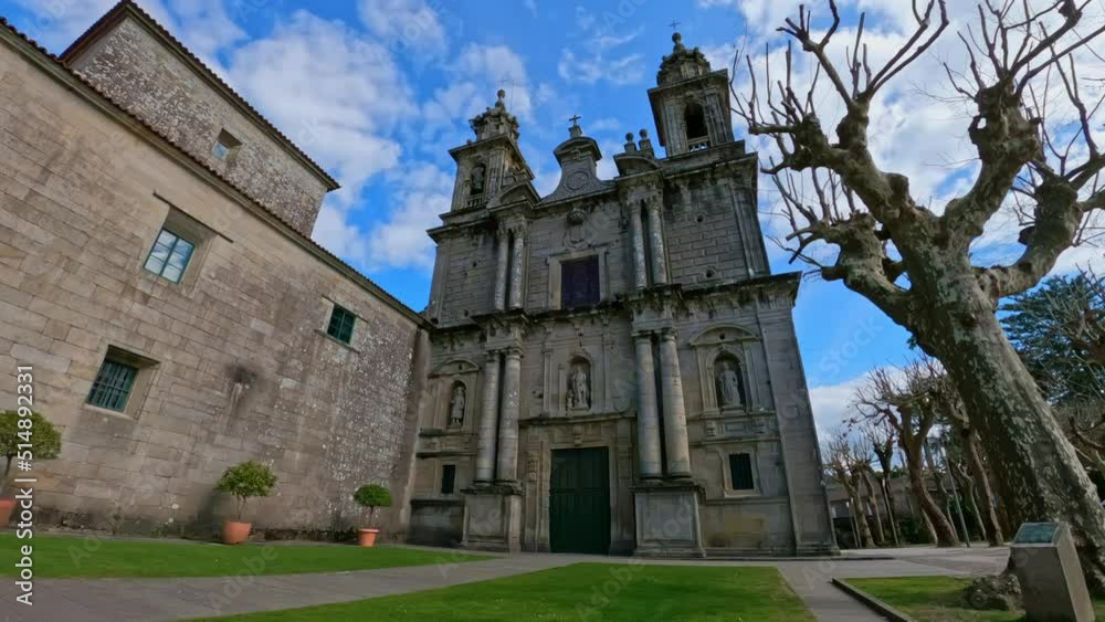 Time-lapse of San Juan Monastery in Poio, Pontevedra, Spain, static, day Time-lapse of San Juan Monastery in Poio, Pontevedra, Spain, static, day