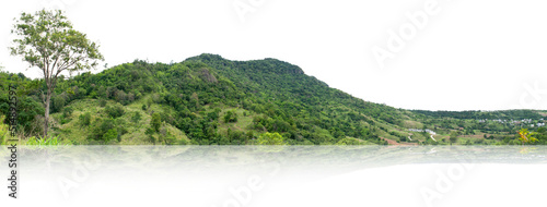 Rocky mountain with green forest at Loei Province, Thailand, isolated on white background.