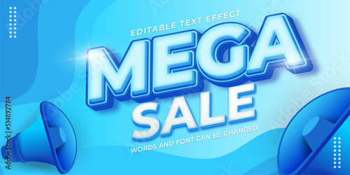 3D style editable text mega sale background photo