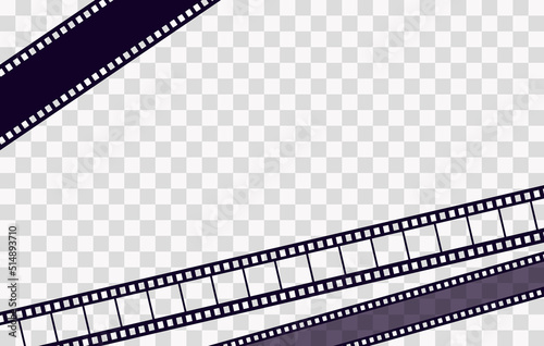 Old frame cinematic in retro style on transparent background. Vintage cinema movie strip vector illustration. Film border cinema design element