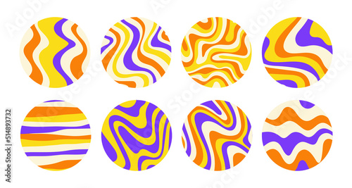 Retro abstract wavy highlights cover, posts and stories for social media. Vector illustration in style 70s, 80s