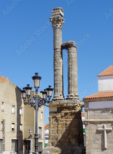 Historic columns in Zalamela de la Serena, Extremadura - Spain photo