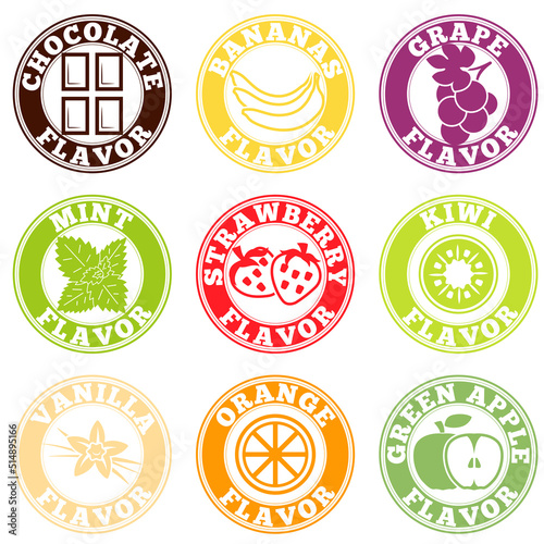 Set of stickers with different tastes. Minimal style food stickers