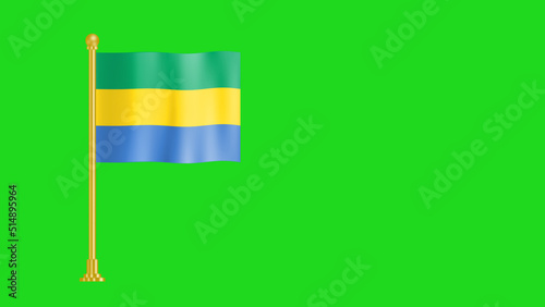 national flag of gabonese on green background