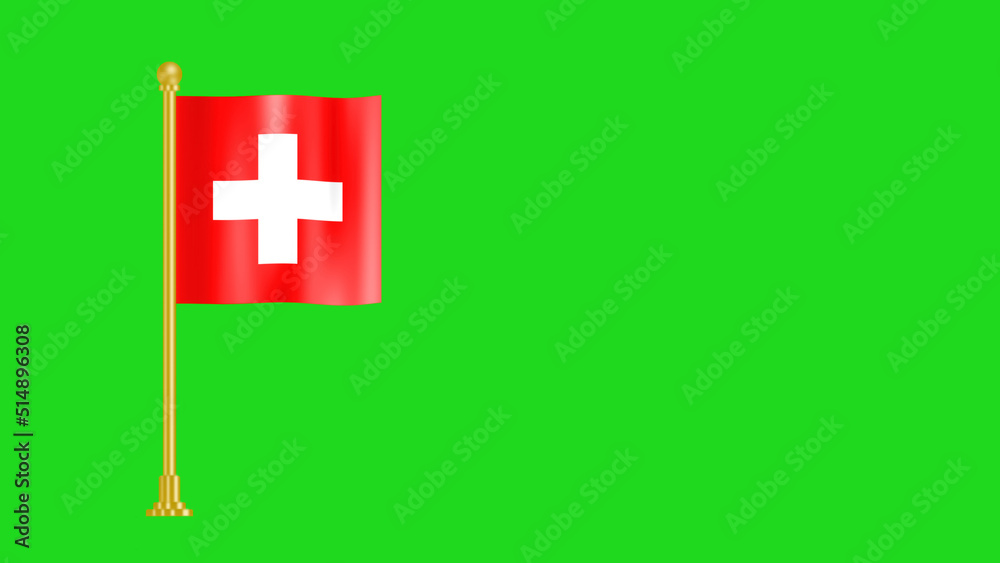 Obraz premium National flag of Switzerland isolated on green background