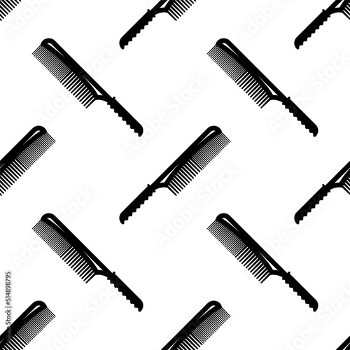 Comb Icon Seamless Pattern, Teeth Tool With Handle Used To Untangle, Style, Clean Hair