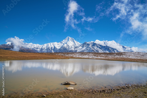 The natural scenery of the beautiful Gongga snow mountains and plateau lakes in Western Sichuan Province, China, October 16, 2016