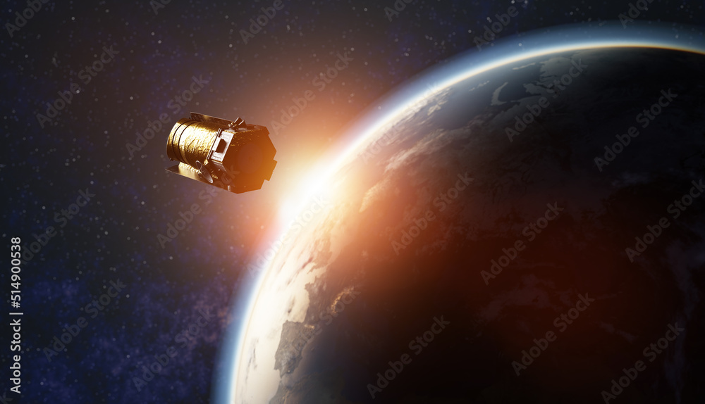 Fotografie Hubble Space Telescope and Earth