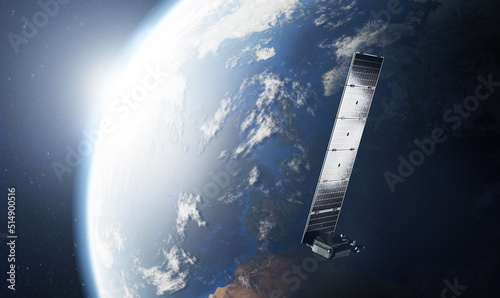 Fototapeta Naklejka Na Ścianę i Meble -  Internet starlink satellite in space near Earth.