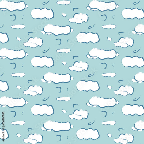 seamless pattern with clouds. doodle. in retro style. blue background