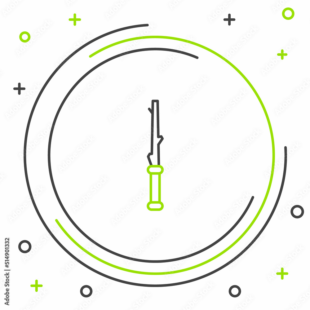 Line Magic wand icon isolated on white background. Star shape magic accessory. Magical power. Colorful outline concept. Vector Line Magic wand icon isolated on white background. Star shape magic accessory. Magical power. Colorful outline concept. Vector