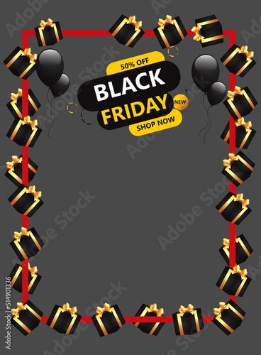black friday yellow and black decorative sales banner