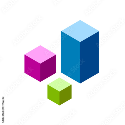Cube 3d isometric square boxes vector or square object element graphic in perspective angle design modern geometric illustration isolated image clipart