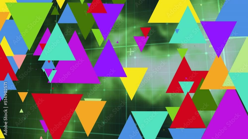 Animation of colorful shapes on green background Animation of colorful shapes on green background