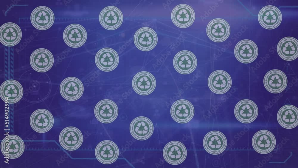 Animation of recycling icons over data processing