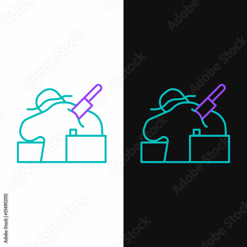 Line Murder icon isolated on white and black background. Body, bleeding, corpse, bleeding icon. Concept of crime scene. Colorful outline concept. Vector