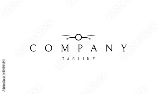 Vector logo on which an abstract image of a drone in a linear minimalist style.