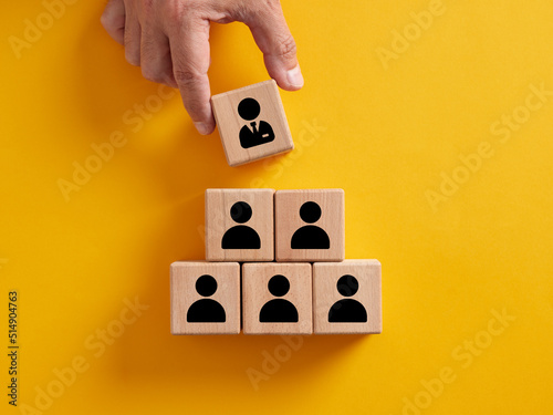 Leadership, manager assignment, organizational hierarchy in business concept. photo