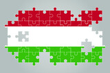 Hungary flag shape of jigsaw puzzle vector, puzzle map, Hungary flag for children