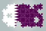Qatar flag shape of jigsaw puzzle vector, puzzle map, Qatar flag for children