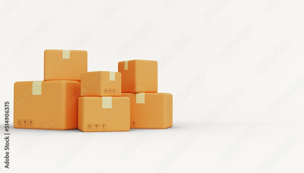 Delivery service. Cardboard boxes with empty space. 3d render Delivery service. Cardboard boxes with empty space. 3d render