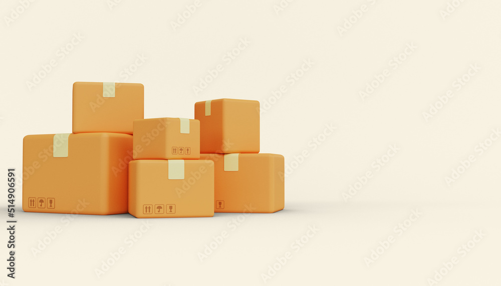 Fototapeta premium Delivery service. Cardboard boxes with empty space. 3d render