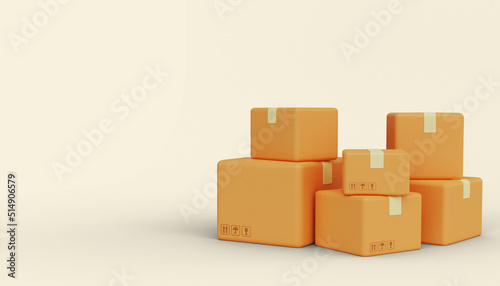 Delivery service. Cardboard boxes with empty space. 3d render © Nika Ray