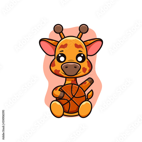 giraffe mascot character logo design vector illustration