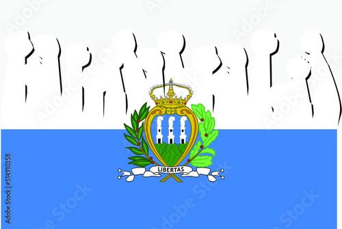 San Marino flag with raised protest hands vector, country flag logo, San Marino protesting concept