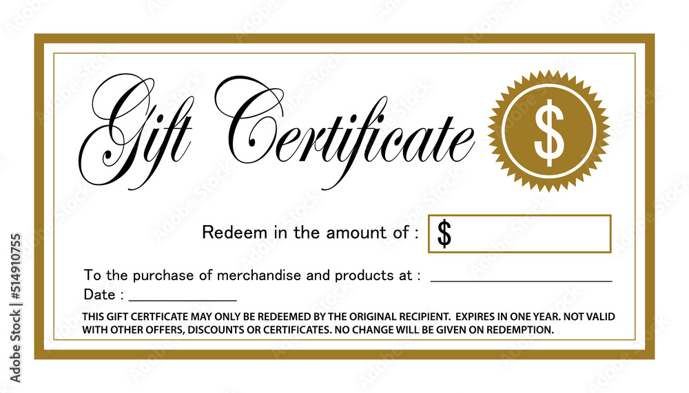 Gift certificate. Free amount card. Vector icon template.