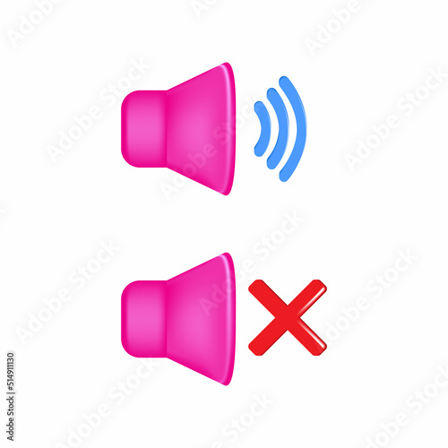 Realistic Sound vector illustration with volume sound and mute button.
