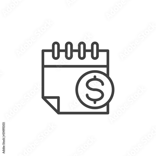 Pay day calendar line icon