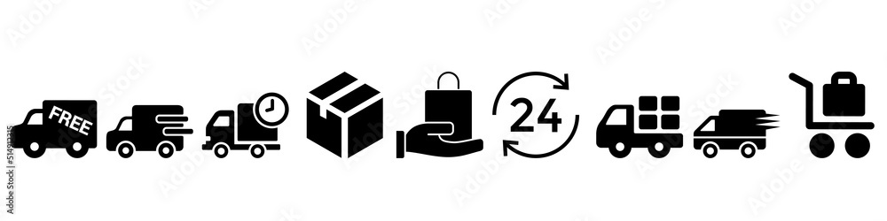 Fast delivery truck vector icon set. Express delivery illustration sign collection. quick move symbol. Fast delivery truck vector icon set. Express delivery illustration sign collection. quick move symbol.