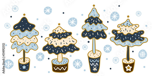 Hand drawn winter illustrations with Christmas tree on a white background.
Perfect for the shirt, greeting card, poster, invitation or print design.
