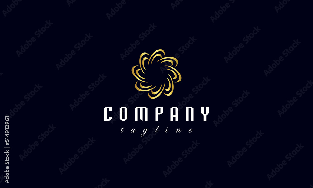 Luxury decorative ornament logo design template. Golden swirl emblem.