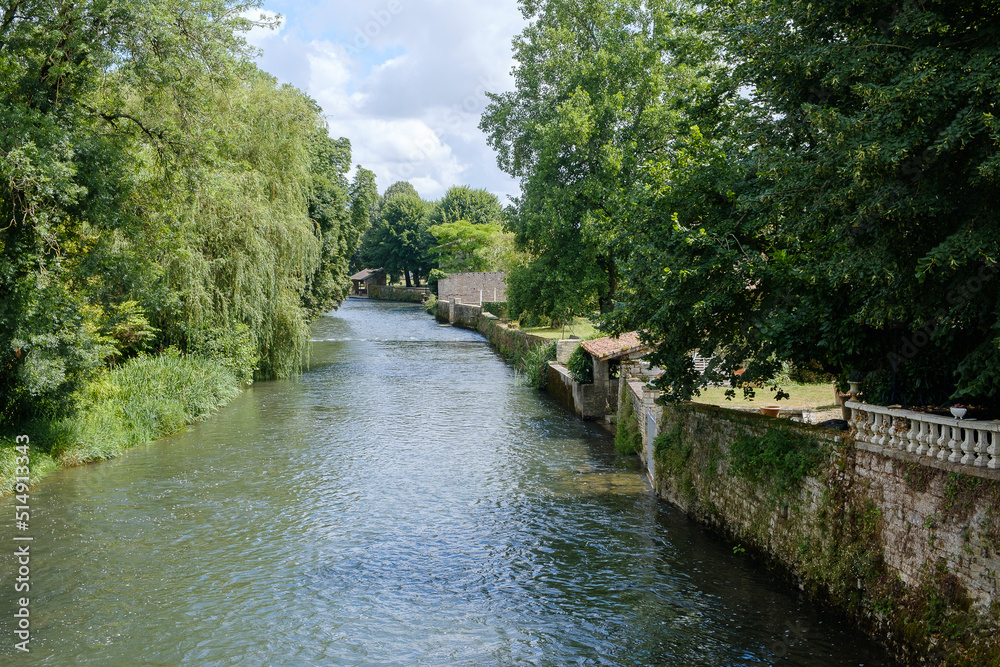 Peaceful view of Charente river in Verteuil-sur-Charente France on a summer's day Peaceful view of Charente river in Verteuil-sur-Charente France on a summer's day