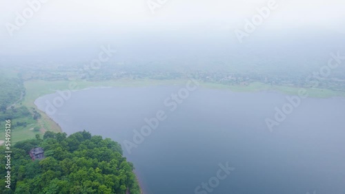 Aerial view of a lake during monsoon, Dimna lake located in Jamshedpur, Jharkhand, India photo