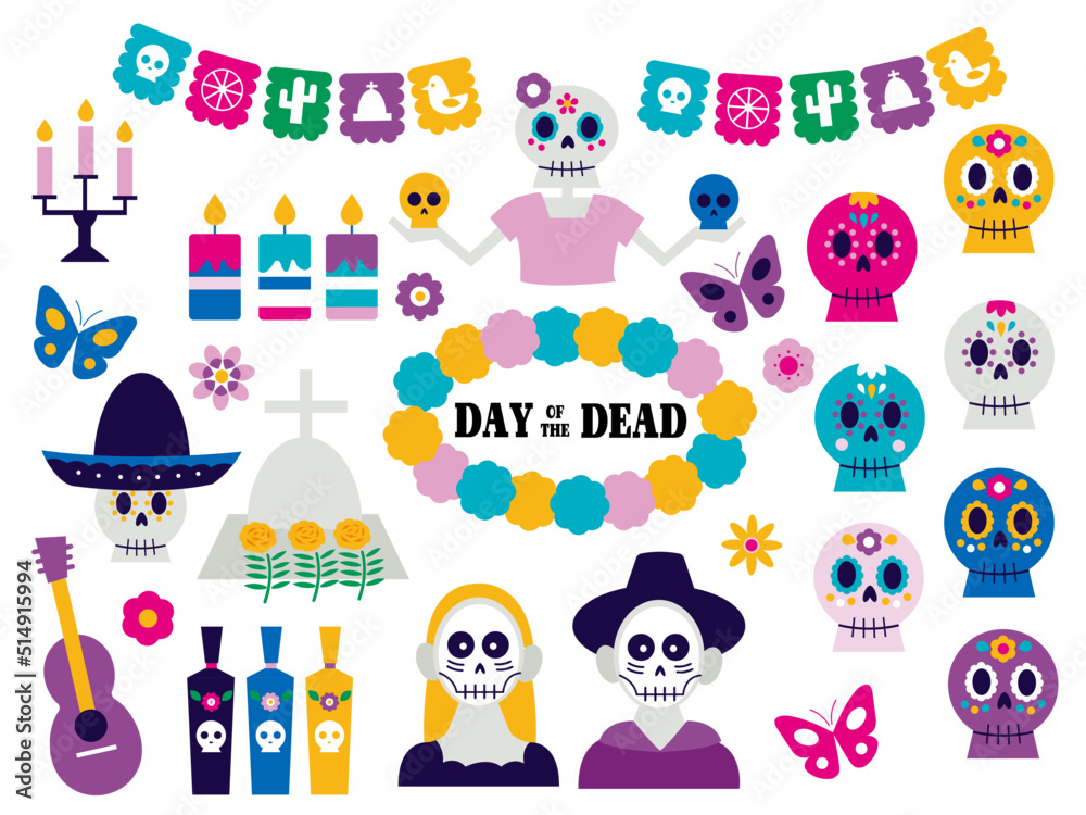 メキシコの死者の日のイラスト素材セット