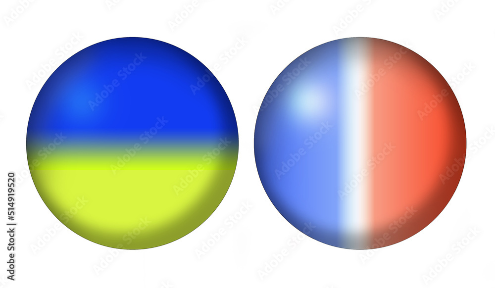 Drapeaux Ukraine et France en boutons Drapeaux Ukraine et France en boutons