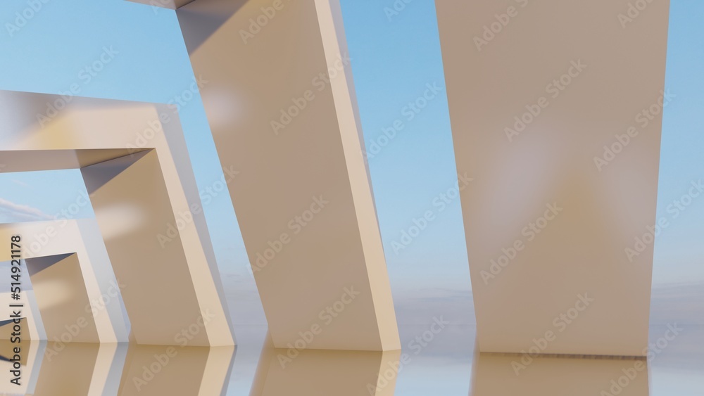 Fototapeta premium Architecture background geometric shapes in design interior 3d rende