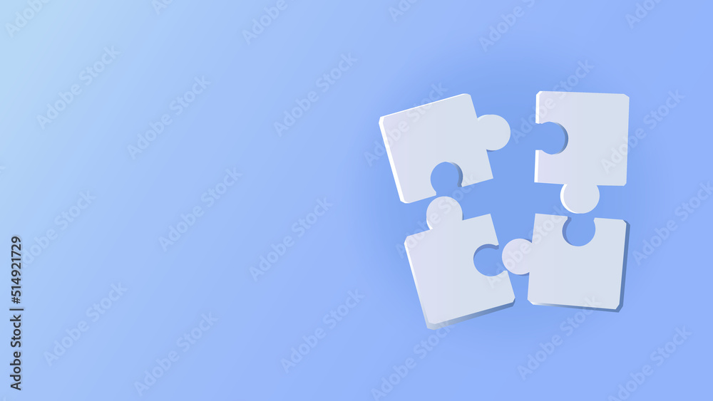 Vector Illustration of a jigsaw puzzle parts on blue background with copy space